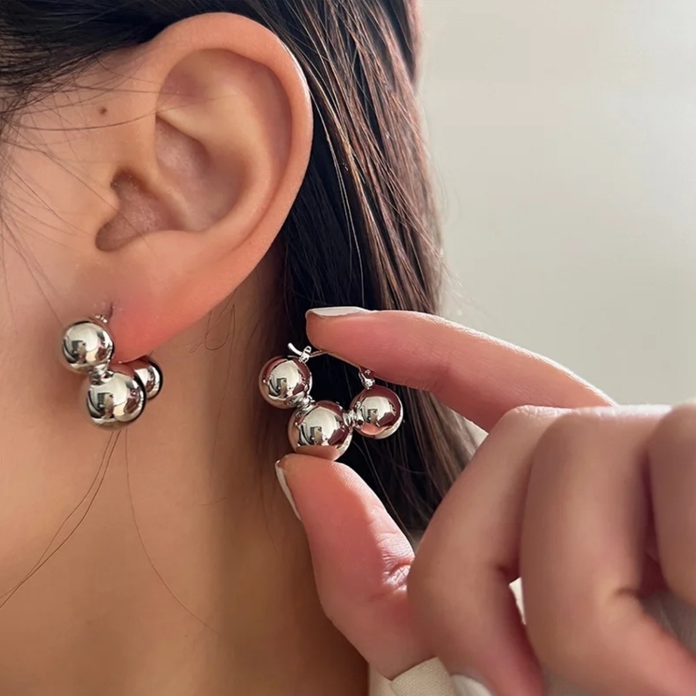 Triple Ball Stud Earrings